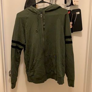 EUC Torrid Olive Green Zip Hoodie Black Stripes 1X